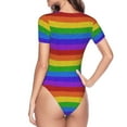 thumbnail image 4 of Balery Colorful Glitter Rainbow Women's Short Sleevee Crew Neck Bodysuit Tops Short Sleeve Tops Basic-Medium, 4 of 9