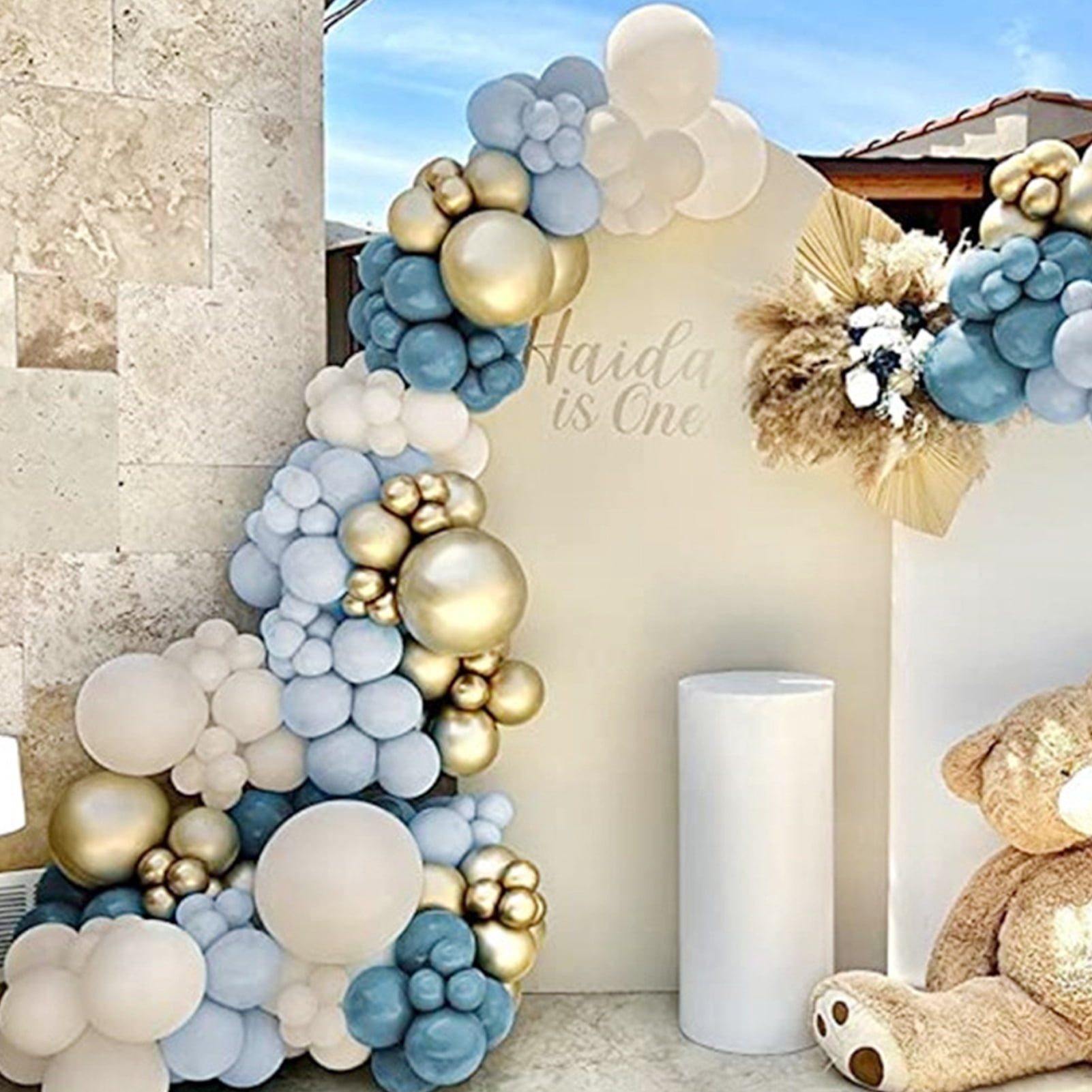 AYYUFE 1 Set Balloon Garland Arch Kit Vintage Blue White Golden Leakproof Thicker Baby Shower Birthday Party Wedding Decoration Latex Balloon Party Supplies