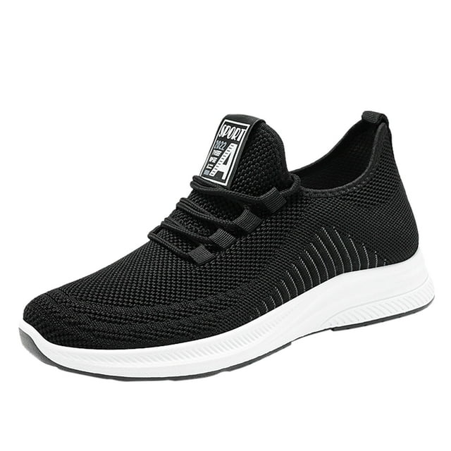 Men's Sneakers Under $25 Men Sneakers Autumn and Winter Comfortable Fashion Lightweight Breathable Soft Solid Color Slip On Male Shoes(Black,9)