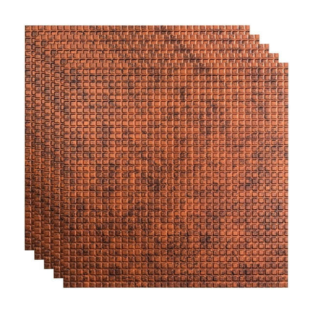 FASÄDE Square Decorative Vinyl 2ft x 2ft Lay in Ceiling Panel in Moonstone Copper (5 Pack)