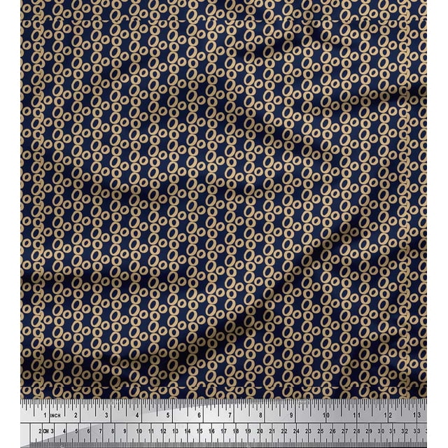Soimoi Blue Rayon Fabric Small Circle Geometric Print Sewing Fabric Yard 42 Inch Wide