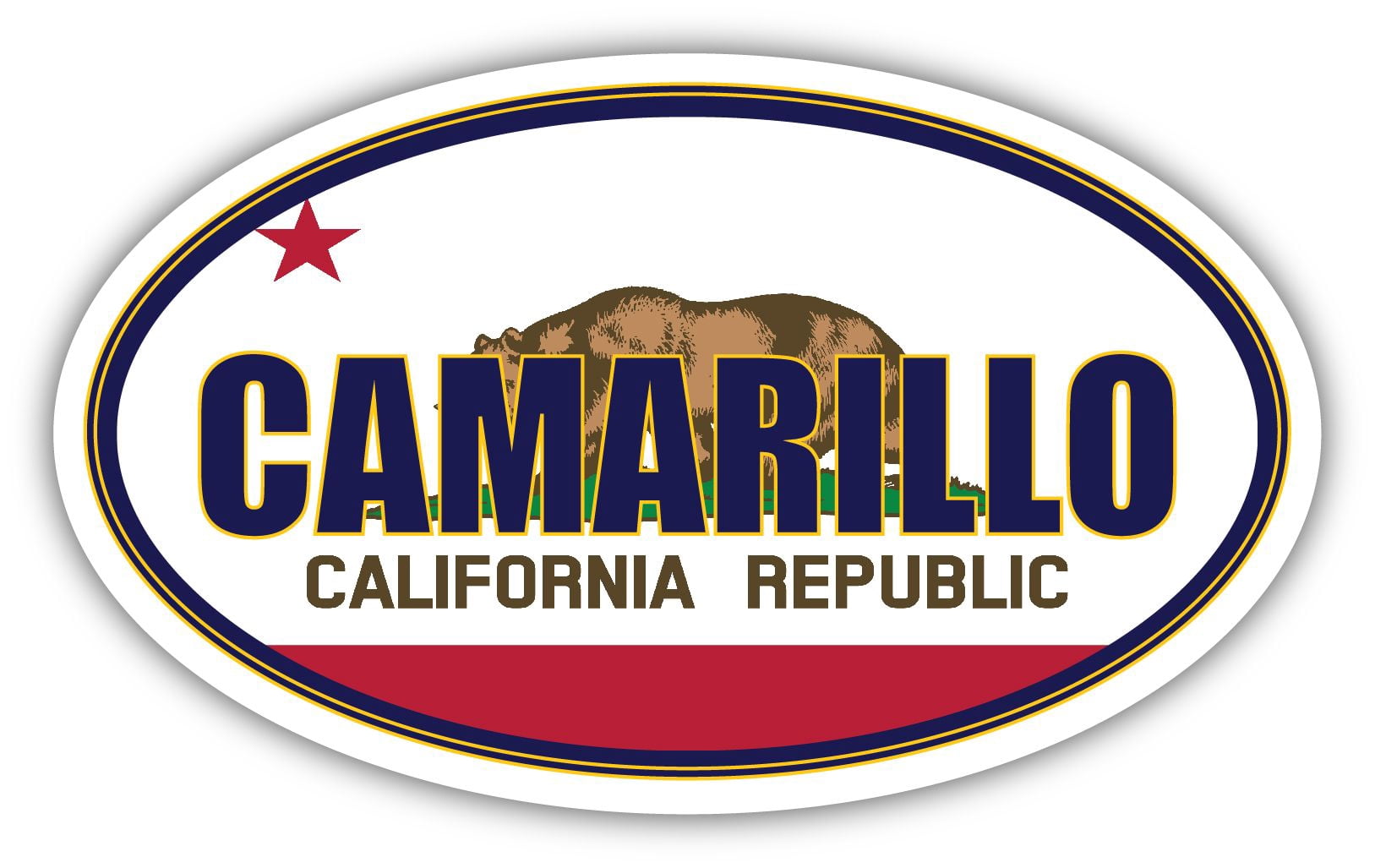 Camarillo City California State Flag | CA Flag Ventura County Oval State  Colors Bumper Sticker Car Decal 3x5 inches - Walmart.com
