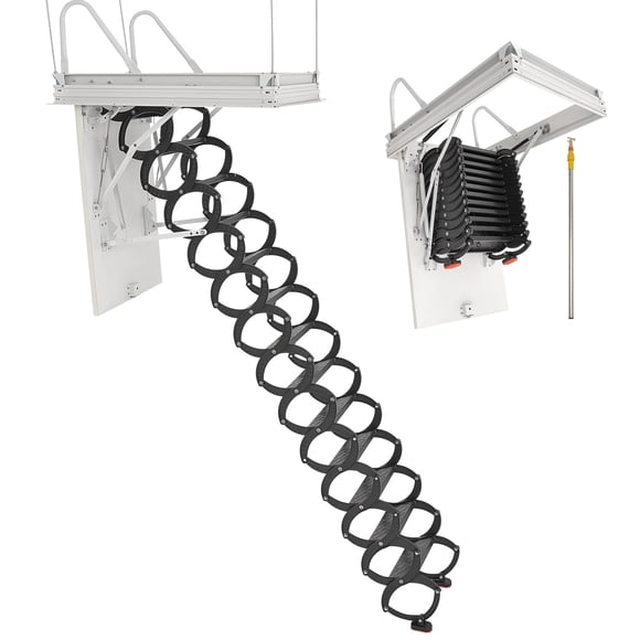 VEVOR Steel Attic Ladder Ceiling-Mounted Attic Stairs for 10.5 to 11 ft Ceilings