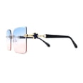 thumbnail image 3 of Womens Rimless Luxurious Floral Jewel Hinge Butterfly Sunglasses Gold Navy Blue Pink, 3 of 4
