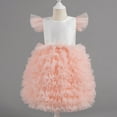 thumbnail image 2 of ZACPNCV Girls Tutu Dress Irregular Tulle Flutter Sleeve A-Line Princess Gown Flower Girl Birthday Party Ball Gown Beige 2-3 Years, 2 of 9