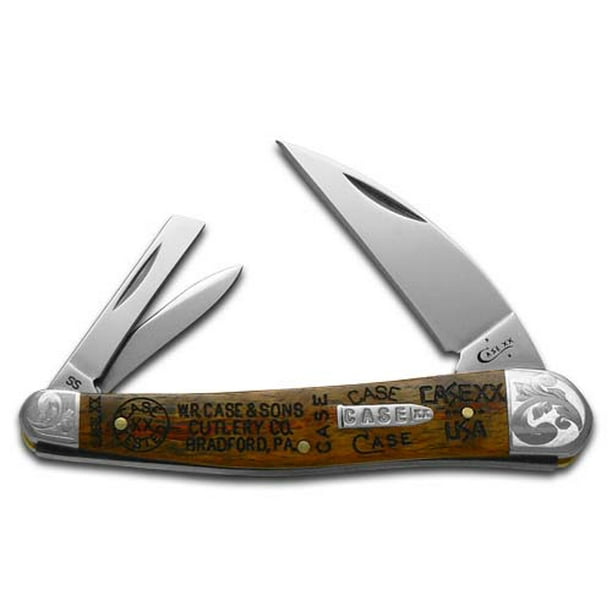 Case xx Tang Stamps Curly Oak Wood Seahorse Whittler Stainless Pocket