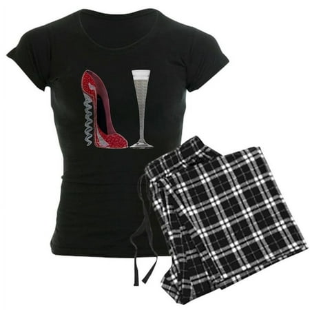 

CafePress - Red Sparkle Corkscrew Stiletto And Champagne Flute - Women s Dark Pajamas