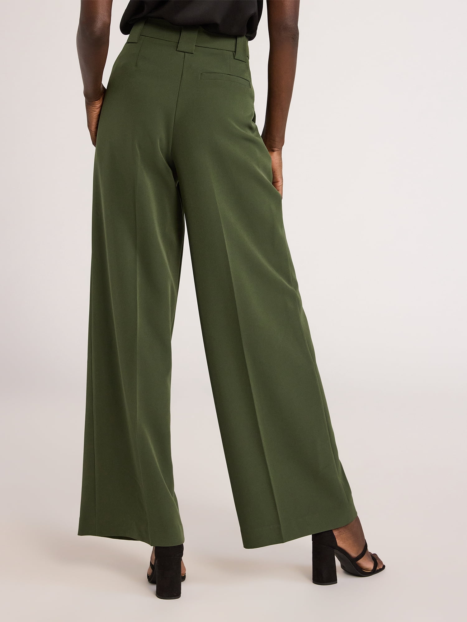 Scoop Women’s and Women's Plus Crepe Wide Leg Trousers, 32", 32.5", and 34" Inseams, Sizes 0-28