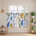 thumbnail image 2 of Watercolor Botanical Kitchen Curtains 45 Inch Length, Blue Yellow Leaves Floral Plants Spring Tiers Curtains for Bathroom Bedroom Cafe, Light Filtering Window Treatment Drapes 2 Panels 42"Wx45"L, 2 of 8
