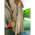 thumbnail image 2 of Vestido Casual De Talla Grande, Vestido Suelto De Manga Corta Con Cuello En V Plisado Para Mujer, 2 of 4
