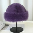 thumbnail image 2 of UTSJKR Womens Winter Faux Fur Bucket Hat, Warm Faux Mink Plush Hat Fluffy Fisherman Fuzzy Bucket Hat Russian Hat for Outdoor Purple, 2 of 5