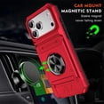 thumbnail image 3 of For Apple iPhone 17 Pro Phone Case with Finger Ring Holder Kickstand, Card Slots，Heavy Duty Shockproof Rugged Protective Working with Magnetic Car Phone Mount,Red,For iPhone 17 Pro, 3 of 7