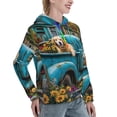 thumbnail image 6 of Picia Vintage Pickup Sunflower Dog Pattern Casual Women's Hoodie, Hooded Sweatshirt with Kangaroo Pocket, Comfortable Pullover with Eye-catching Drawstrings-, 6 of 7