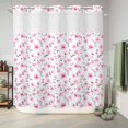 thumbnail image 6 of No Hook Shower Curtain, Pink Spring Floral Shower Curtains for Bathroom with See Through Top Window, Summer Botanical Elegant Waterproof & Washable Bath Curtain Long 72"x78", 6 of 9