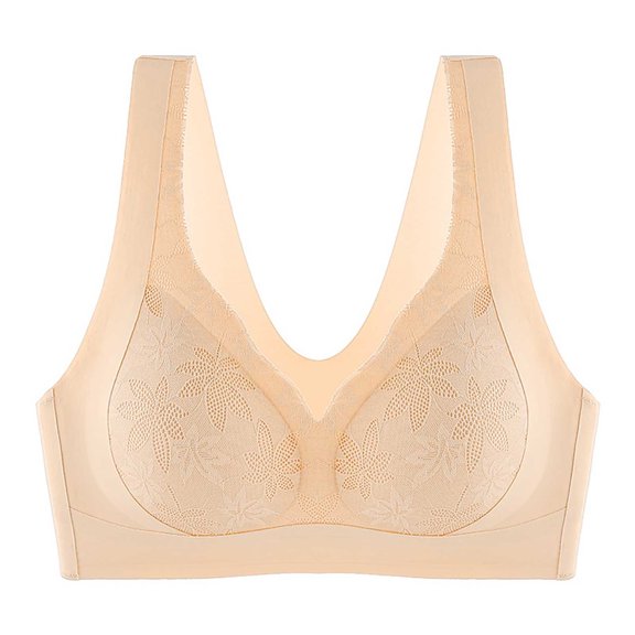 Ayfxijin Bras for Women No Underwire,Woman's Embroidery Thin Style Ventilate Front Buckle Bra Without Steel Rim