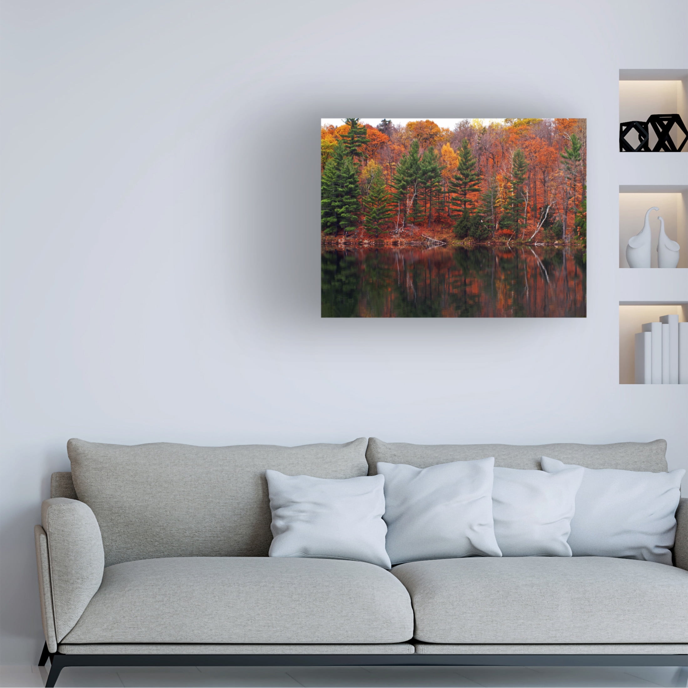 Canvas Wall Art - Clive Branson 'Meech Lake Reflections' Wall Art for Living Room, Bedroom, or Office Décor by Trademark Fine Art - 32 x 24 Inches