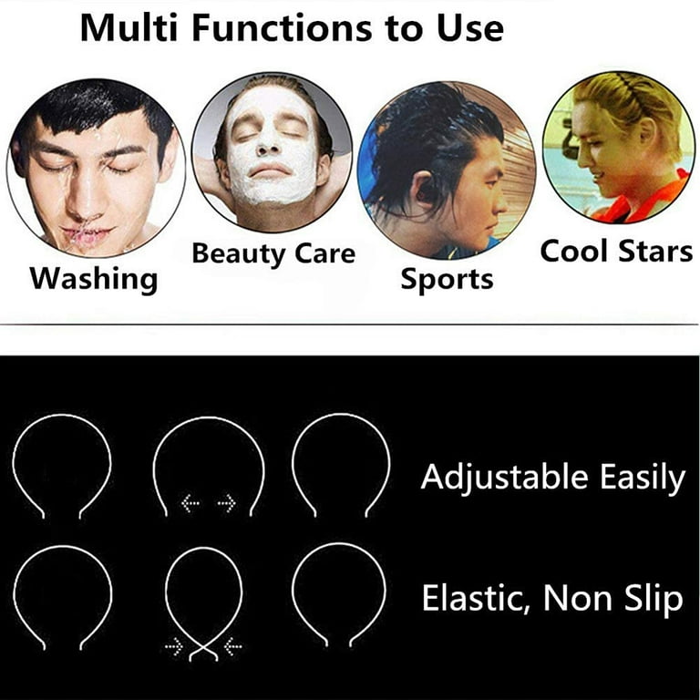 Metal Hair Bands,Wavy Hair Hoop Unisex Black Wavy Headband Slicked Back Headband Non Slip Sports Hairband for Women Men Headbands