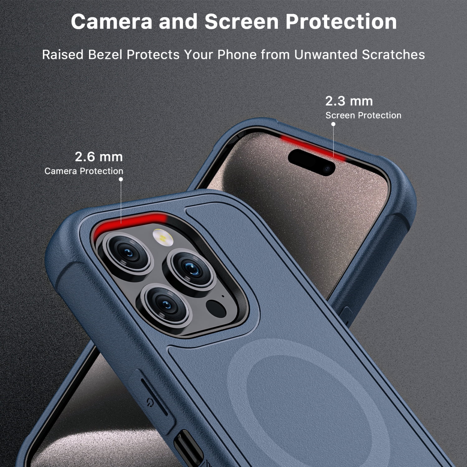 MyBat Pro Maverick Series Case with Holster and Tempered Glass for Apple iPhone 15 Pro (6.1) - Blue