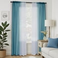thumbnail image 4 of Topfinel Teal Faux Linen Ombre Sheer Curtains,Semi Voile Gradient Rod Pocket Curtains for Bedroom and Living Room, Set of 2 Window Curtain Panels, 54 x 63 Inch Long, 4 of 12
