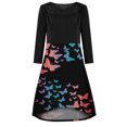 thumbnail image 4 of Vestido de fiesta de manga larga con dobladillo Irregular y cuello redondo con estampado de mariposa Sexy para mujer de talla grande Fridja  NMB2123, 4 of 5