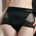 thumbnail image 7 of dazeni Women's Soft Satin Underwear Seamless High Waisted Ladies Panties Lace Trim Full Coverage Briefs Small Black, 7 of 7