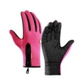 thumbnail image 1 of 1 Pair Full Finger Touch Screen Finger Gloves Plush Lining Non-Slip Silicone Zipper Pockets Riding Gloves for Riding, 1 of 10