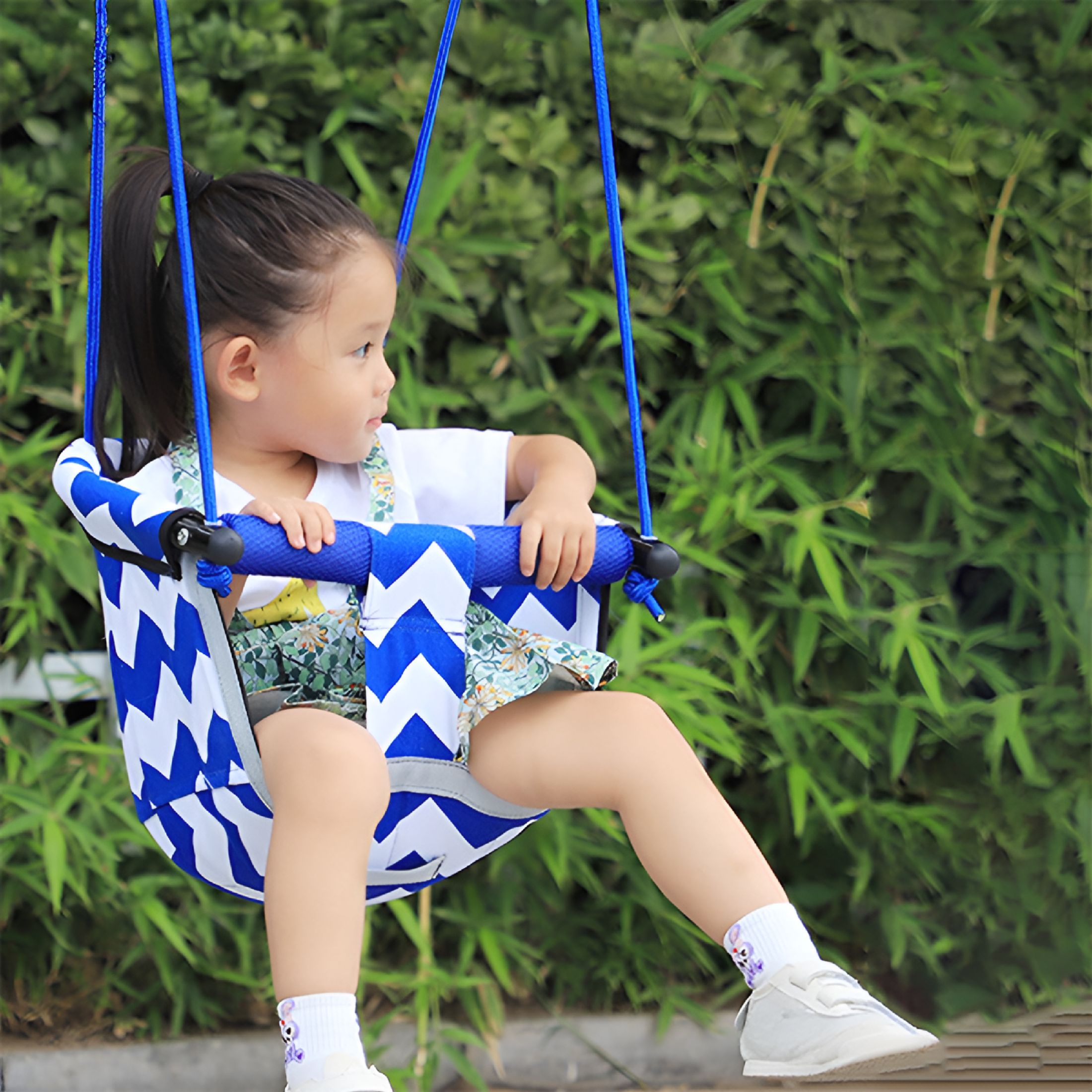 BESTSKY 2026 New Premium High Back Full Bucket Toddler Swing Seat Indoor Outdoor Baby Swing for Ceiling,Porch,Doorway,Canvas Baby Swing Outdoor Toddler Swing Seat