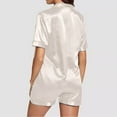 thumbnail image 6 of Jxximdong Pajamas for Women Set Button Down 2 Piece Satin Shorts Set Ruffle Notch Collar Sleepwear Off White Loungewear XL, 6 of 6