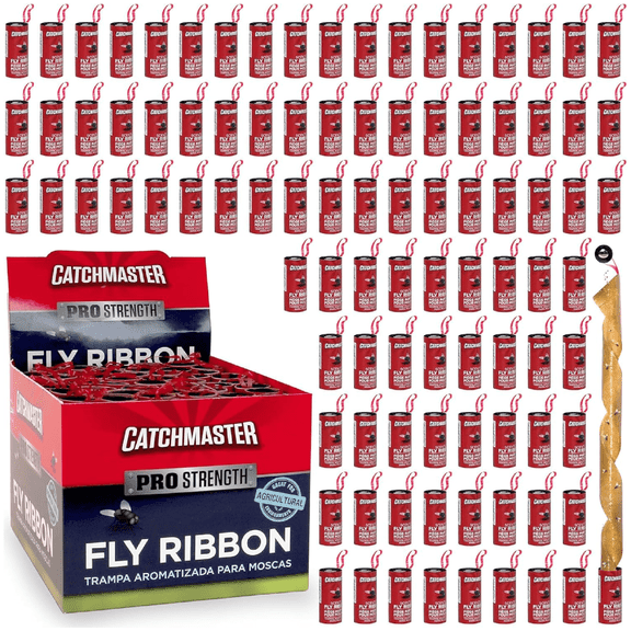 Catchmaster Fly Ribbon 96-Pack, Sunproof Flying Insect & Fruit Fly Traps Outdoor & Indoor