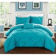thumbnail image 1 of Chic Home DS2444-US 4 Piece Yvonne Pinch Ruffled & Pleated Complete Queen Duvet Cover Set with Turquoise Shams & Decorative Pillows, 1 of 1