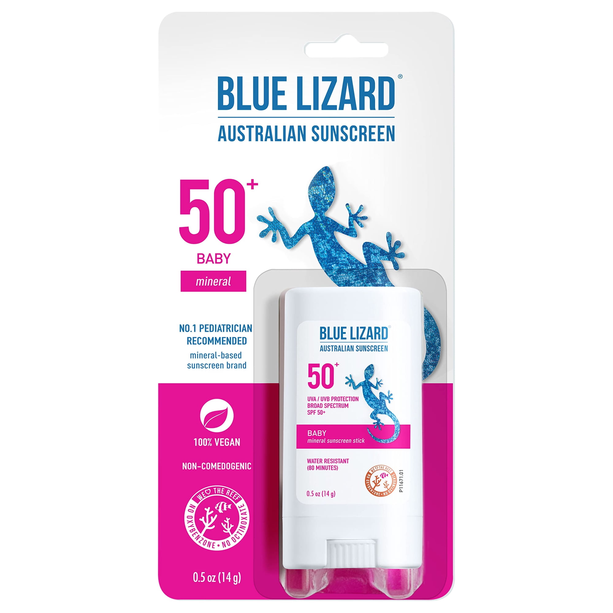 Blue Lizard TI12 BABY Mineral Sunscreen Stick with Zinc Oxide, SPF 50+, Water Resistant, UVA/UVB Protection - Easy to apply, Fragrance Free, .5 oz