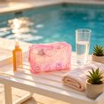 thumbnail image 6 of OCCOA PVC Floral Toiletry Bag for Women Large Capacity Waterproof Travel Makeup Bag with Handle Hanging Cosmetic Organizer for Vacation Business Trip Gym, Pink, 6 of 6
