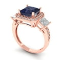 thumbnail image 2 of 3.005 ctw 3 Stone Anniversary Ring for Women | Princess Cut Simulated Blue Sapphire | Hyperallergenic Solid 14K Rose Gold, 2 of 5