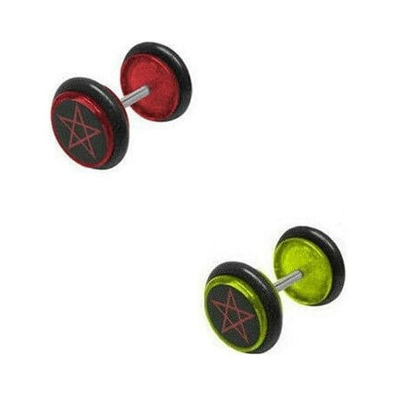 Acrylic Pentagram Star Design Fake/Cheater 14G Ear Plugs - 5 Colors Available