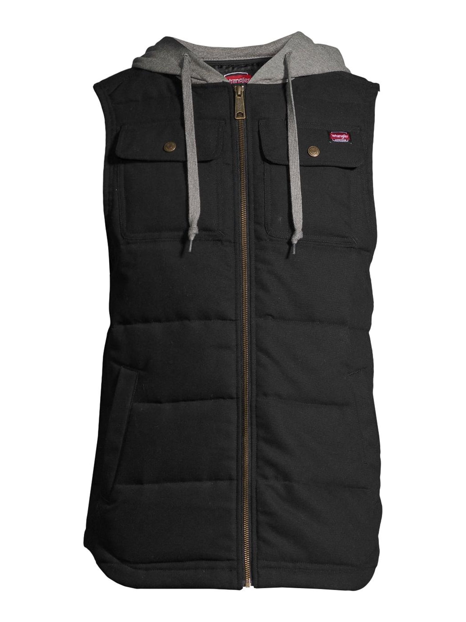 Wrangler Workwear Men's Flex Work Vest with Comfort Fleece Hood -  