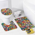 thumbnail image 4 of Colorful Tile In Small Squares 4 Piece Decor Shower Curtains Sets Bathroom Decor Set with Non-Slip Rugs Toilet Lid Cover And Bath Mat Exotic Geometry Waterproof Durable Bathroom Decor Shower, 4 of 8
