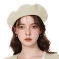 thumbnail image 1 of TOPTIE Classic Wool Beret French Style Artist Basque Beanie Hat 60% Wool-White, 1 of 8