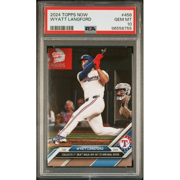Graded 2024 Topps Now Wyatt Langford #456 Rookie RC Baseball Card PSA 10 Gem Mint
