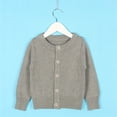 thumbnail image 2 of XXWXYD Kids Basic Knit Cardigan Single Breasted Long Sleeve Jacket Neutral Tone Layering Piece for School Uniform, 2 of 6