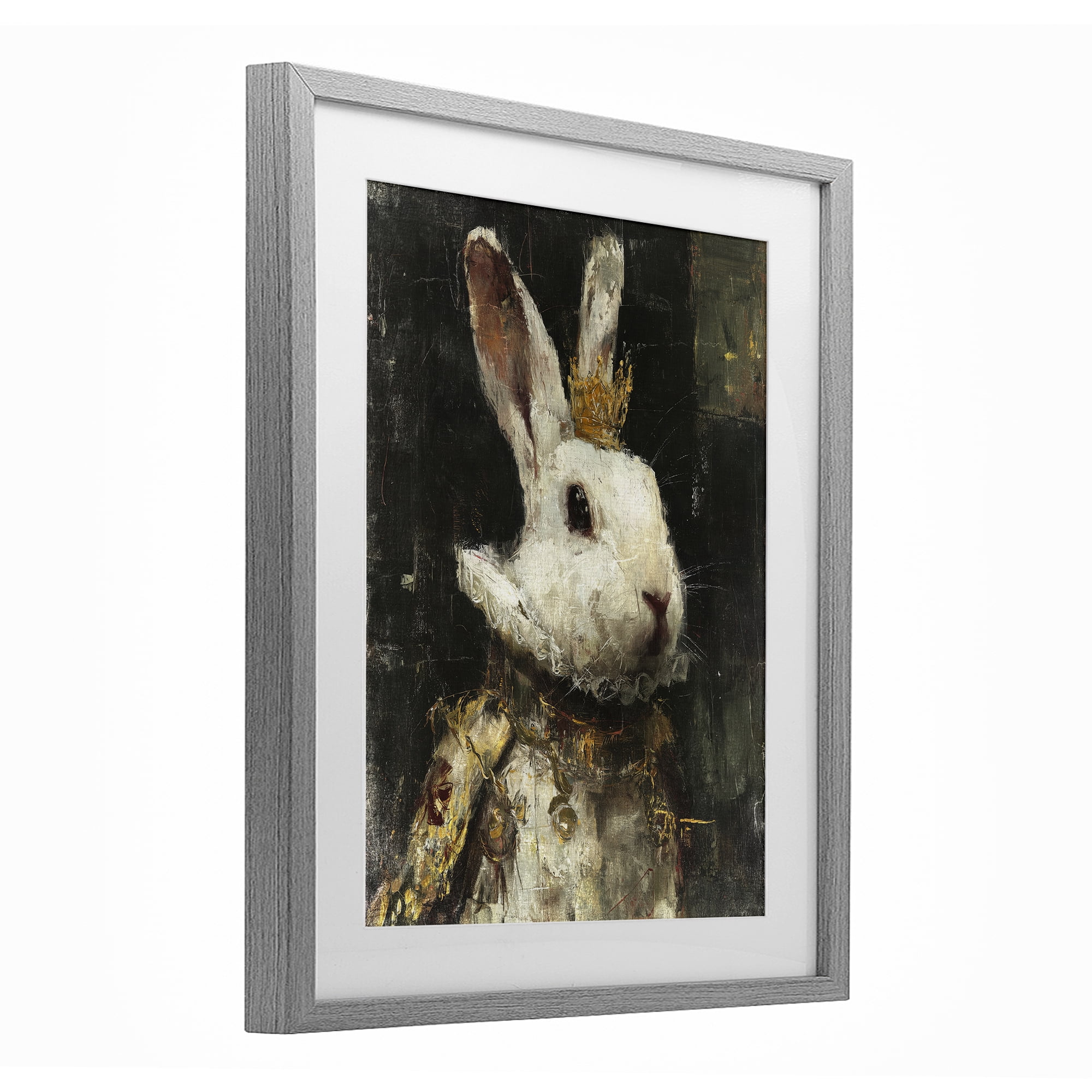 Stupell Industries Regal Hare Portrait Gray Framed Print Under Glass, design by Svetlana Aleynikova