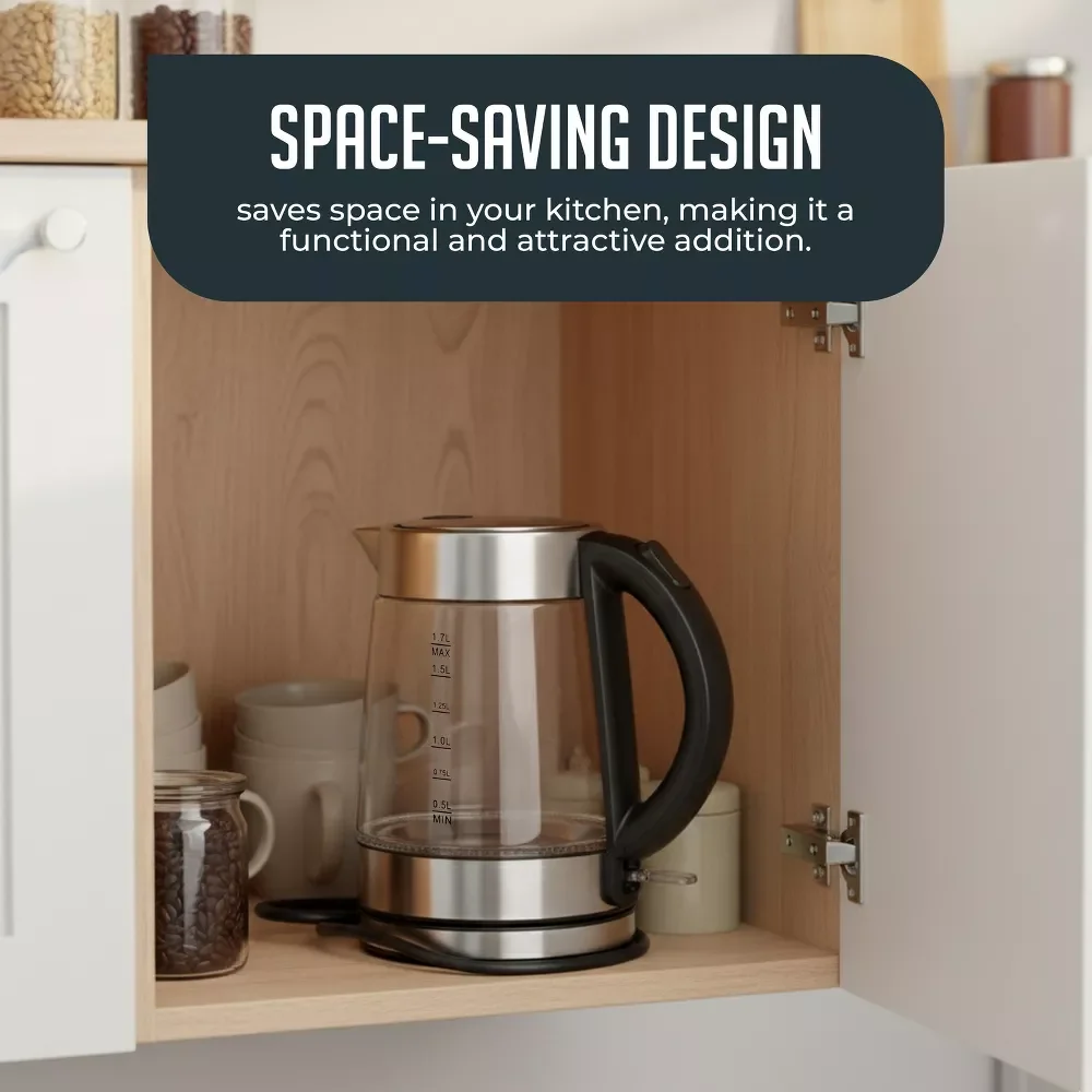 1.7L Electric Kettle, Speed-Boil Glass Electric Water Boiler & Warmer 1100W Tea Heater Auto Shut-Off