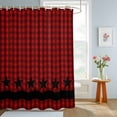 thumbnail image 4 of Shower Curtains for Bathroom, Red Black Plaid Waterproof Fabric Shower Curtain, Country Vintage Star Abstract Gingham Decorative Bathroom Curtain for Bathtub, 72"x78", No Hooks Included, 4 of 9