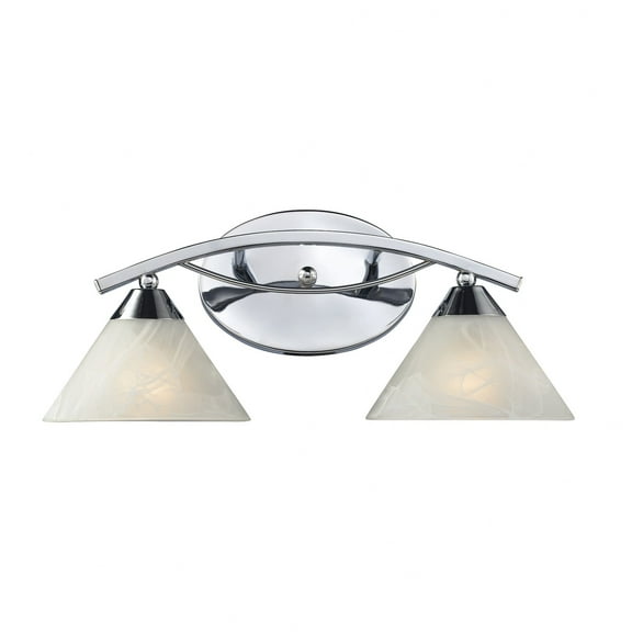 Elk Lighting-17021/2-Elysburg - Two Light Bath Vanity Polished Chrome Finish with White Marbleized