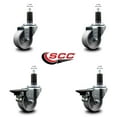 thumbnail image 2 of 3 Inch Semi Steel Wheel Swivel 1-1/4 Inch Expanding Stem Caster Set 2 Brakes SCC, 2 of 2