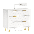 thumbnail image 6 of TVU 3 Drawer Wide Nightstand with Charging Station, 27.6 Inch Wood Nightstand for Bedroom, Living Room, White Dresser with Storage Drawers, Bedside Table with Metal Handle & Leg, 6 of 8
