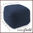 thumbnail image 3 of HLL Square Pouf Ottoman, Navy Blue 18.5" W x 18.5" D x 14.5" H Cotton Knit Foot Stool - Boho Floor Pouffe for Living Room, Bedroom, Home Office, 3 of 7