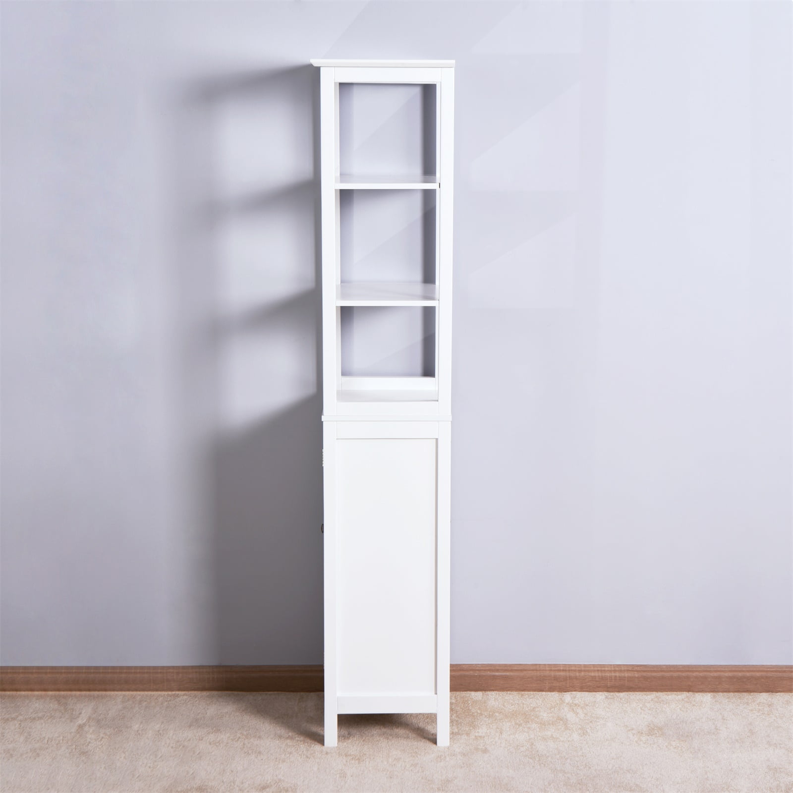 Living Room Floor Cabinet with Adjustable Shelf, Bathroom Storage Cabinet with 3 Shelve Living Room Floor Cabinet with Adjustable Shelf, Bathroom Storage Cabinet with 3 Shelve