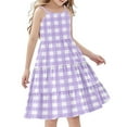 thumbnail image 3 of Piuwrlz Summer Dresses for Girls Casual Play Dresses Stripe Pleated Skirts Purple Size 5 Years, 3 of 8