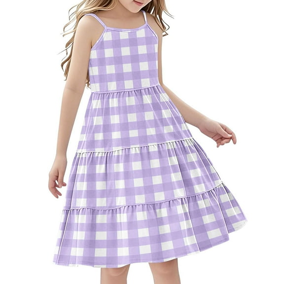 4-5 Years Girl's Sleeveless Summer Casual Sundress A-line Dress with Pockets for 4-12 Years