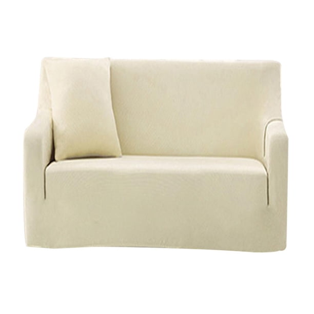 Cubierta Deslizante de Poliéster Spandex Protector de Sofá Decoraciones de Hogar Cafetería Comedor Oficina 1 asiento Beige Baoblaze Cubierta de sofá hecha punto